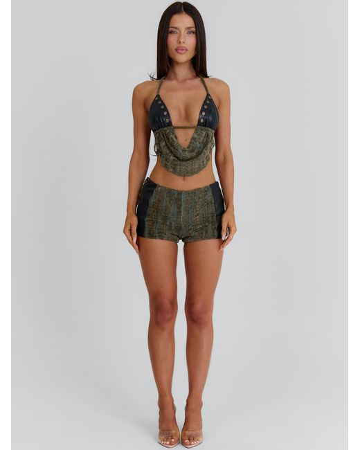 Outcast Black Braidy Shorts Khaki