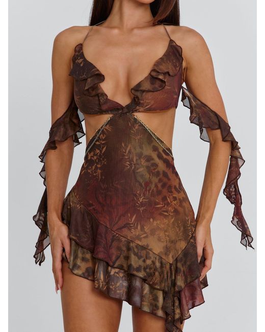 alia brown dress DIARRABLU Satu Dress | Brown/Print | Size 3XL