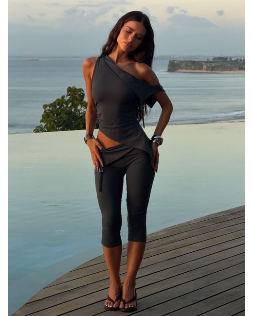Outcast Gray Juliett Crop Top Dark