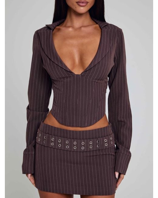 Outcast Purple Kessia Top Pinstripe