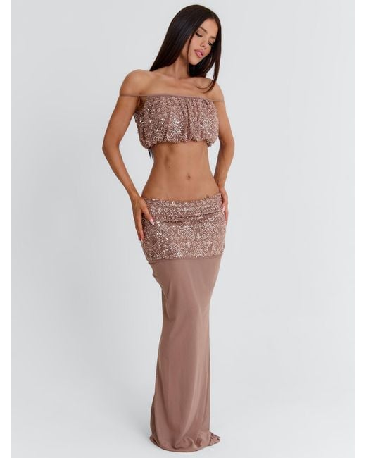 Outcast Brown Patience Maxi Skirt Taupe