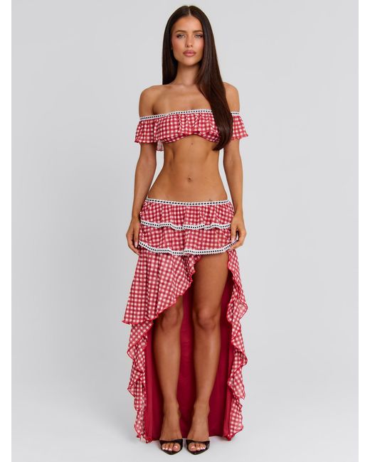 Outcast Red Betty Maxi Skirt Gingham