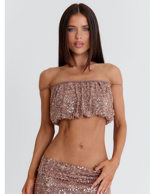 Outcast White Patience Crop Top Taupe