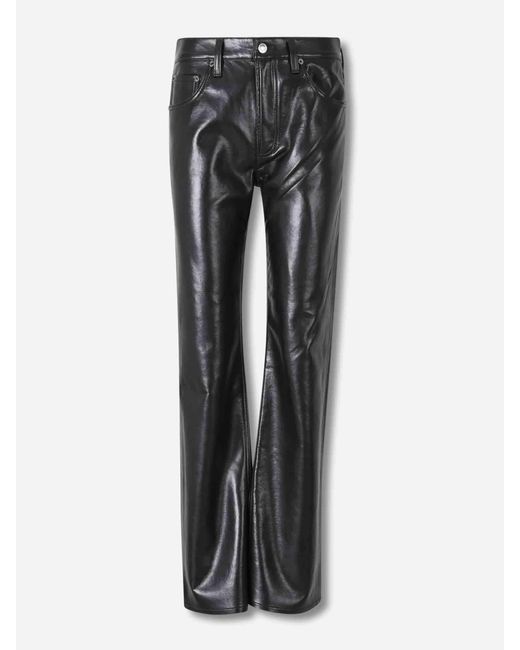 Pantalones Rectos Piel Agolde de color Black