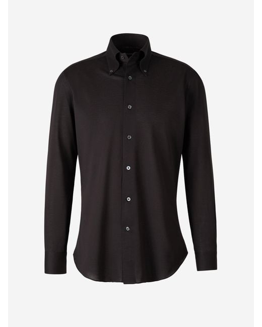 Camisa Algodón Piqué Fray de hombre de color Black