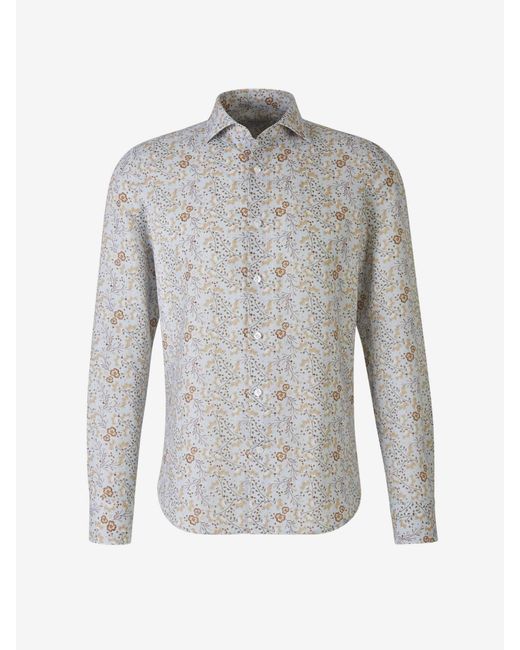 Camisa Motivo Flores Lino Santa Eulalia de hombre de color Gray