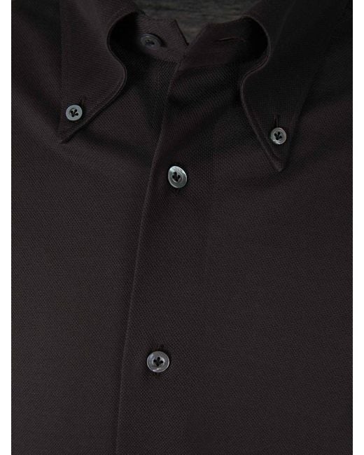 Camisa Algodón Piqué Fray de hombre de color Black