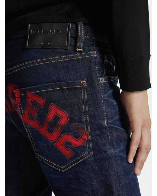 Jeans Straight Algodón DSquared² de hombre de color Blue