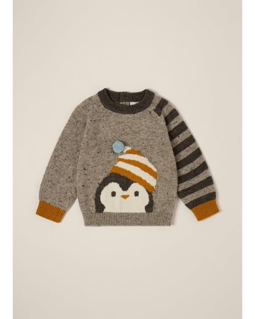Maglione Grigio Con Pinguino Per Neonato, Taglia di OVS in Natural da Uomo