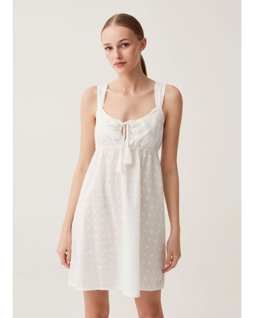 Camicia Da Notte In Cotone Ricamo A Fiori di OVS in White
