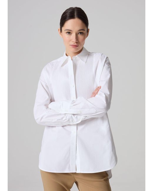 Camicia Con Plastron Plisse Contemporary, Donna, , Taglia di Piombo in White