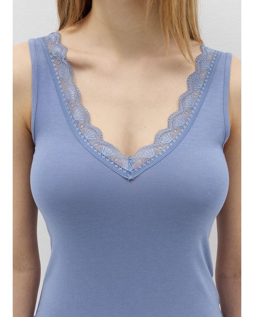 Ovs Canotta Intima Scollo A V Con Pizzo, Donna, Taglia di OVS in Blue