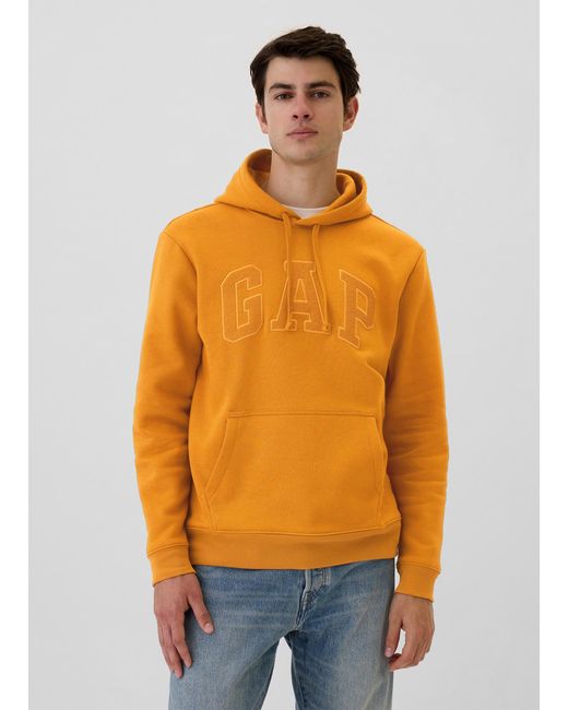 Felpa con cappuccio ricamo logo di Gap in Orange da Uomo
