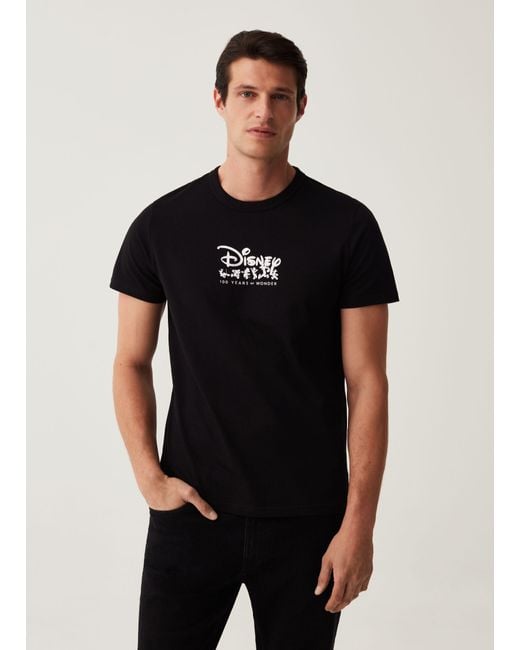 T-shirt In Cotone Con Stampa di Disney in Black da Uomo
