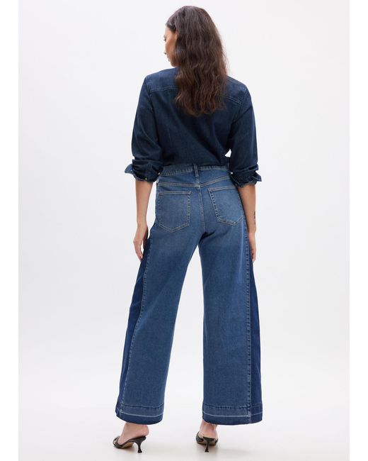 Jeans wide leg bicolore a vita alta di Gap in Blue