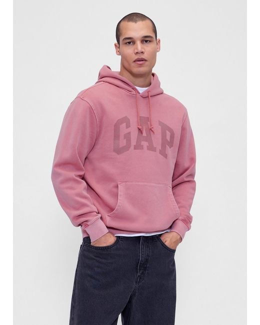 Felpa Con Cappuccio E Tasca A Marsupio, Uomo, Taglia di Gap in Pink da Uomo