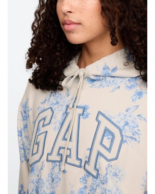 Felpa Con Cappuccio Floreale, Donna, Taglia di Gap in White
