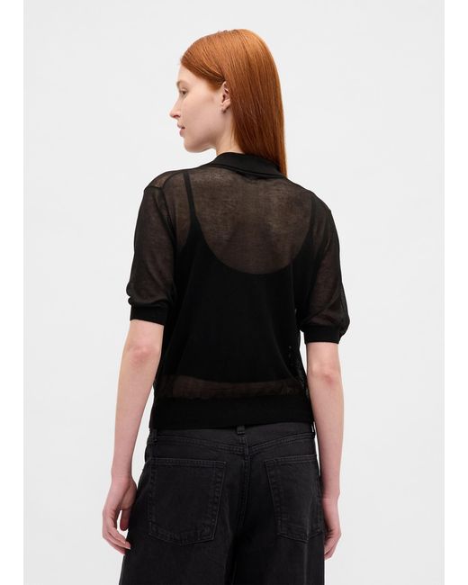 Polo Con Trasparenze, Donna, Taglia di Gap in Black