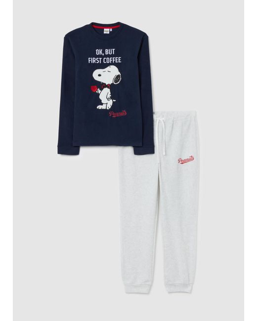 Pigiama Blu E Grigio Con Stampa Snoopy, Uomo, Taglia di OVS in Blue da Uomo