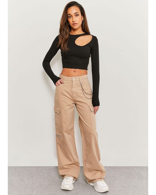 Jeans Cargo Wide Leg di Tally Weijl in Natural