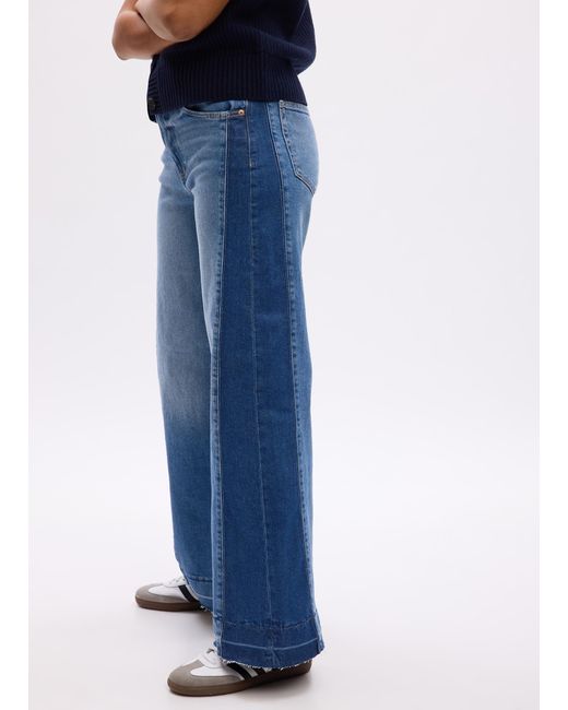Jeans wide leg bicolore a vita alta di Gap in Blue