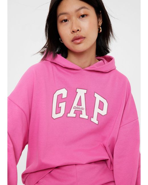 Felpa Oversize Con Cappuccio E Stampa Logo di Gap in Pink