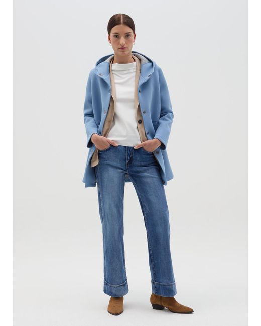 Cappotto Con Cappuccio E Bottoni, Donna, Taglia di Hybrid in Blue
