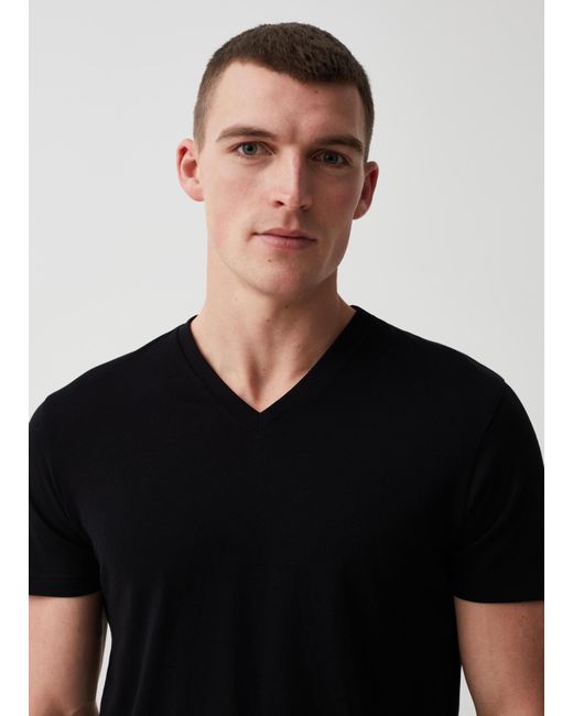Ovs , Tripack T-Shirt Intime Con Scollo A V, Uomo, , Taglia di OVS in Black da Uomo