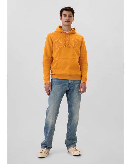 Felpa con cappuccio ricamo logo di Gap in Orange da Uomo