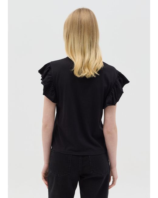 Ovs T-Shirt Nera Con Maniche Corte E Volant, Donna, Taglia di OVS in Black