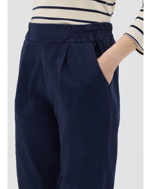 Pantalone A Sigaretta Con Vita Elasticata, Donna, Taglia di Hybrid in Blue