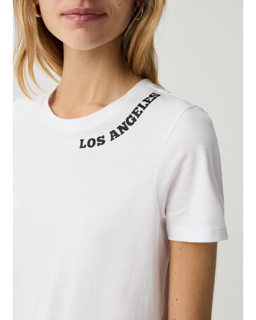 Ovs , T-Shirt Essential Girocollo Con Stampa Lettering, Donna, , Taglia di OVS in White