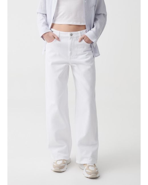 Jeans Straight Fit Con Tiranti, Donna, , Taglia di OVS in White