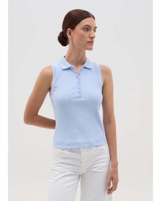 Ovs Polo Smanicata A Costine Azzurra, Donna, Taglia di OVS in White