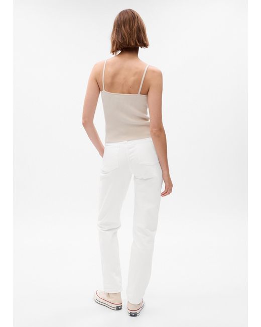 Jeans Girlfriend Fit A Vita Media, Donna, , Taglia di Gap in White