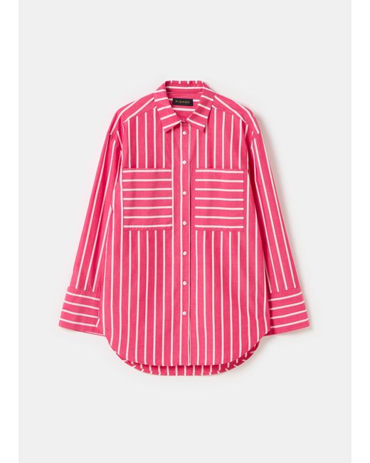 Camicia A Righe Con Tasche, Donna, , Taglia di Piombo in Pink