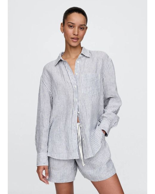 Camicia A Righe Bianche E Blu Ampia di Gap in Gray