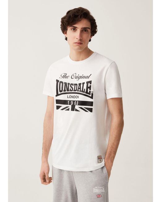 T-shirt In Cotone Stampa di Lonsdale in White da Uomo
