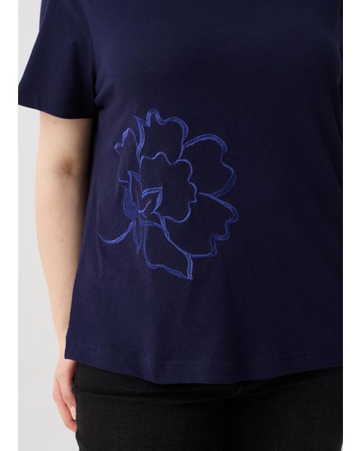 T-Shirt Con Ricamo Fiore Curvy, Donna, , Taglia di OVS in Blue