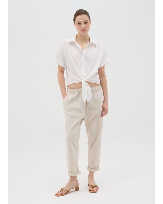Camicia Bianca Con Nodo A Maniche Corte, Donna, Taglia di Hybrid in White