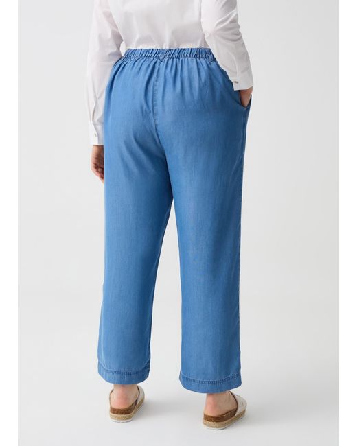 Pantalone Fluido Wide Leg Effetto Denim Curvy, Donna, , Taglia di OVS in Blue