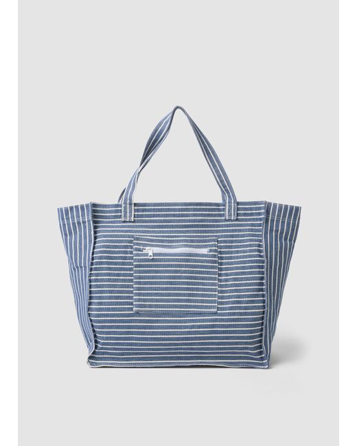 Borsa Shopper Blu A Righe di Piombo in Blue da Uomo