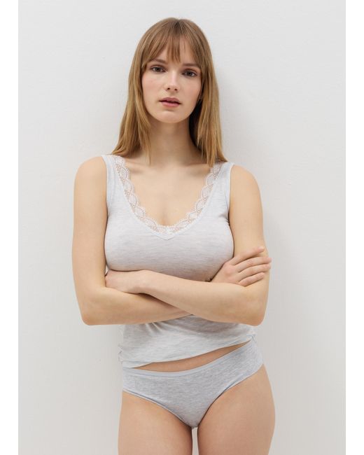 Ovs Canotta Intima Scollo A V Con Pizzo, Donna, Taglia di OVS in White