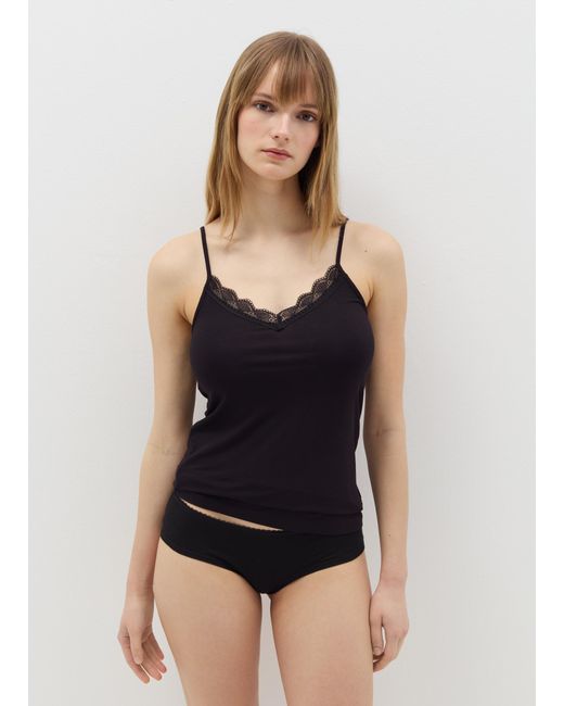 Ovs Canotta Intima Scollo A V Con Pizzo, Donna, Taglia di OVS in Black