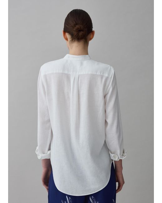 Camicia Con Collo Alla Coreana E Tasca, Donna, , Taglia di Piombo in Gray