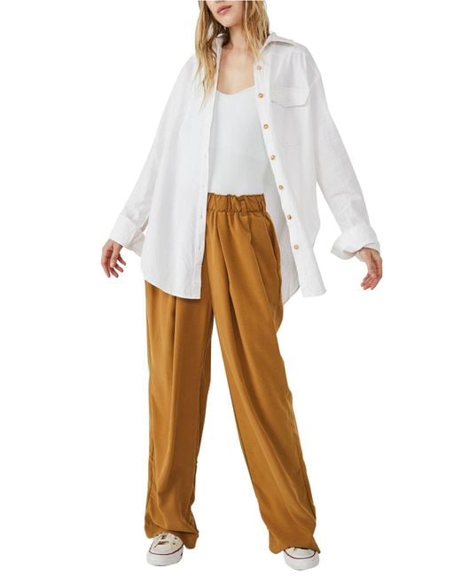 Free People White Nothin' To Say Pleated Trousers