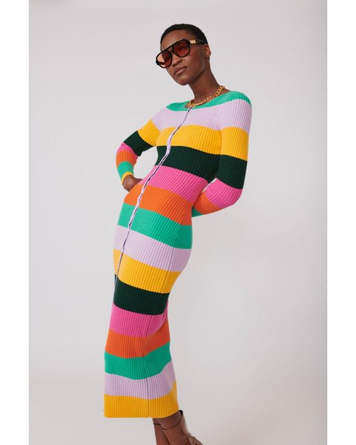 Olivia Rubin Multicolor Paisley Bright Stripe Knitted Dress