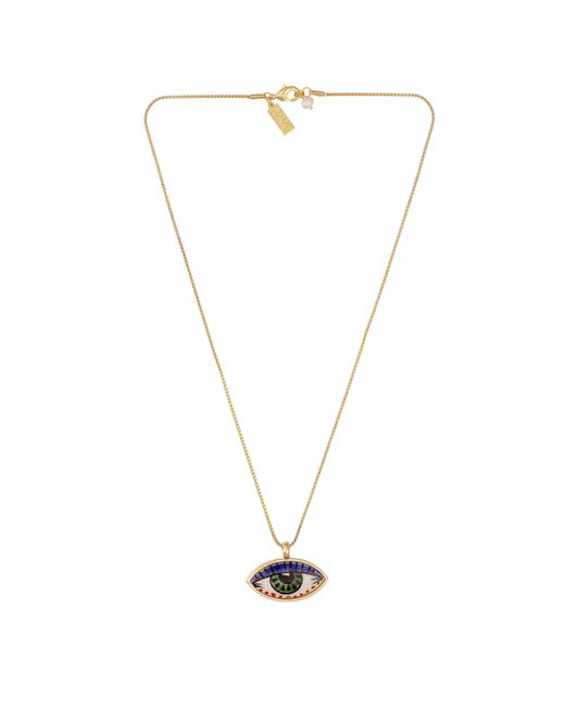 Talis Chains Metallic Lucky Eye Ceramic Pendant Necklace- Navy