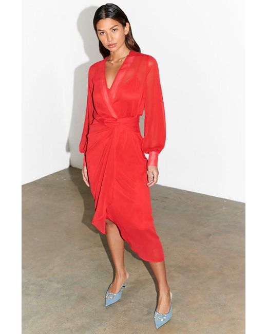Never Fully Dressed Red Sheer Midaxi Vienna Dress