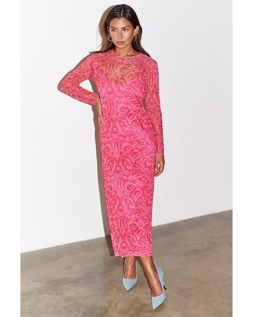 Never Fully Dressed Pink And Bowie Mesh Dress